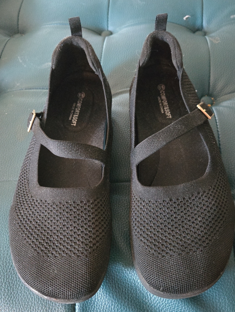 EasyWalk Mary Jane Knit Flats in Black NWOT 9.5
